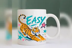 Easy Tiger PNG, Retro Colorful Tiger Design, Groovy Animal Product Image 5