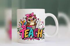 Teacher Owl Mug PNG, Cute Back to School Teacher Design Product Image 1