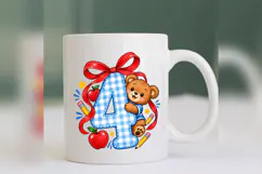 4th Grade Teddy Bear PNG, Back to School Apple Pencil Bow Product Image 5