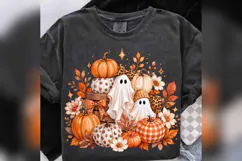 Cute Fall Ghost Pumpkin PNG, Leopard Gingham Pumpkin Hallow Product Image 3