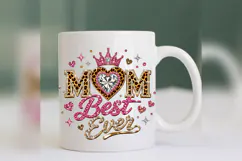 Best Mom Ever PNG, Leopard Rhinestone Mom Design, Pink Glam Product Image 5