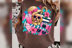 Summer Dog PNG, Cute Beach Puppy Design, Pink Tropical Vacat Product Image 4