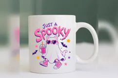 Just a Spooky Cat Halloween PNG, Cute Ghost Cat Shirt Design Product Image 4