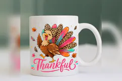 Thankful Turkey PNG, Leopard Bow Thanksgiving Design, Girly Product Image 4