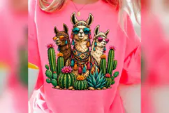 Llama Cactus PNG, Colorful Boho Alpaca Design, Western Deser Product Image 4