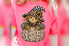Fall Scarecrow PNG, Buffalo Plaid Pumpkin Design,Cute Autumn Product Image 3