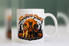 Southern Spooky Halloween Dogs PNG, Pumpkin Dog Trio Shirt Product Image 4