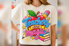 Teachers Are Magic PNG, Colorful Teacher Apple Design Product Image 3