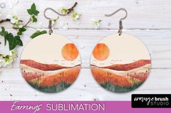 Boho Landscape Round Earring Sublimation, Minimalist Earring Product Image 1