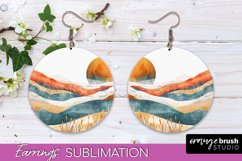 Boho Landscape Round Earring Sublimation, Minimalist Earring Product Image 1
