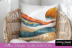 Boho Pillow Cover - Minimalist Landscape Pillow Sublimation Product Image 1