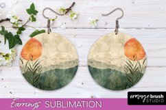 Boho Landscape Round Earring Sublimation, Minimalist Earring Product Image 1