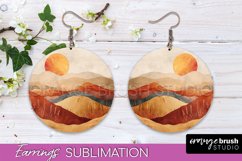 Boho Landscape Round Earring Sublimation, Minimalist Earring Product Image 1