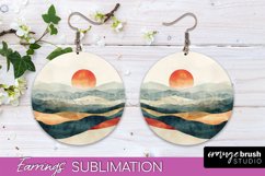 Boho Landscape Round Earring Sublimation, Minimalist Earring Product Image 1