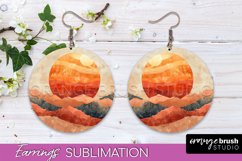 Boho Landscape Round Earring Sublimation, Minimalist Earring Product Image 1
