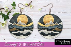 Boho Landscape Round Earring Sublimation, Minimalist Earring Product Image 1
