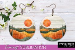 Boho Landscape Round Earring Sublimation, Minimalist Earring Product Image 1