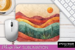 Boho Mouse Pad, Minimalist Landscape Mousepad Sublimation Product Image 1