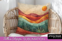 Boho Pillow Cover - Minimalist Landscape Pillow Sublimation Product Image 1
