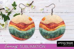 Boho Landscape Round Earring Sublimation, Minimalist Earring Product Image 1