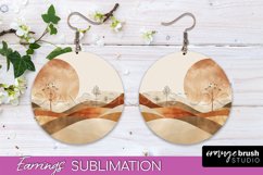 Boho Landscape Round Earring Sublimation, Minimalist Earring Product Image 1