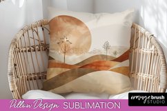Boho Pillow Cover - Minimalist Landscape Pillow Sublimation Product Image 1