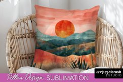 Boho Pillow Cover - Minimalist Landscape Pillow Sublimation Product Image 1
