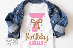 7th Birthday Girl SVG - Seven Bow 7 Birthday Girl PNG Product Image 4