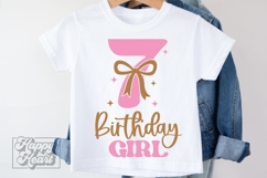 7th Birthday Girl SVG - Seven Bow 7 Birthday Girl PNG Product Image 5
