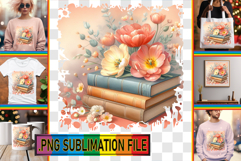 Joyful Sublimation Art PNG, Book and flower Product Image 1