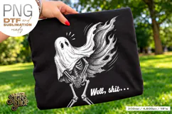 Well Shit Funny Skeleton PNG DTF Dark Humor Halloween Design Product Image 2