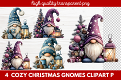 4 Cozy Christmas Gnomes Clipart | Cute Winter Holiday Gnome Product Image 1