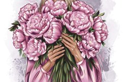 Fashionable girl with flowers clipart Product Image 8