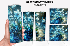 Florals Skinny Tumbler 20oz Wrap Design, Winter Tumbler PNG Product Image 1
