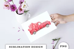 Watercolor vintage red truck Valentine Product Image 7