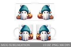 Cute Ghost Mug Design. Halloween Mug Sublimation Product Image 1
