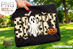 Spooky Ghost PNG DTF Preppy Halloween Polka Dot Design Product Image 2