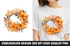 Autumn Fall Floral Frame Sublimation T-Shirt Design Product Image 1