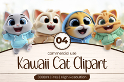 Happy Kawaii Cat Friends Clipart Sublimation PNG Product Image 1
