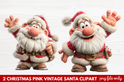 Pink Vintage Santa Clipart | Retro Christmas Santa PNG Product Image 1