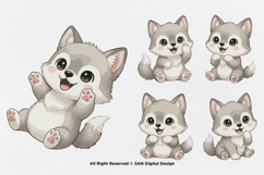 15 Bundle Watercolor Baby Wolf Nigh Animal Wildlife Kids Product Image 7