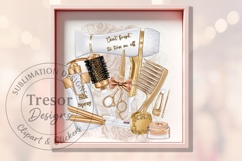 White &amp; Gold Hair Salon Sublimation PNG Beauty Tools Design Product Image 10