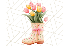 Pastel Watercolor Spring Clipart, Cheerful Floral Png Design Product Image 3