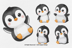 15 Bundle Watercolor Chibi Penguin Cute Kids Cold Baby White Product Image 7