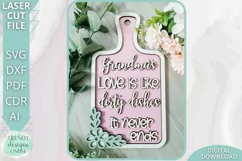 Mom's love is like dirty dishes Cutting Board Laser cut file Product Image 2
