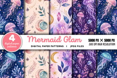 Mermaid Glam Seamless Digital Paper JPG Product Image 1