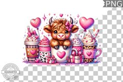 Valentine&#039;s Day Highland Cow - Valentine Clipart Sublimation Product Image 1