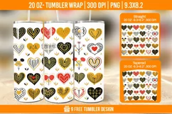 3d Cute Heart Tumbler Wrap Designs, Sublimation Wrap Product Image 1