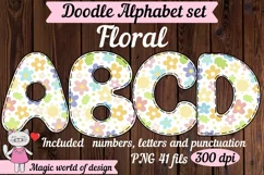 Bright Daisy Flowers Doodle Alphabet png, sublimation design Product Image 1