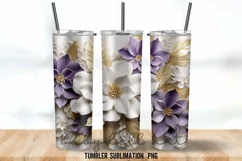 3D Flowers Purple Tumbler Wrap Sublimation Designs Product Image 3